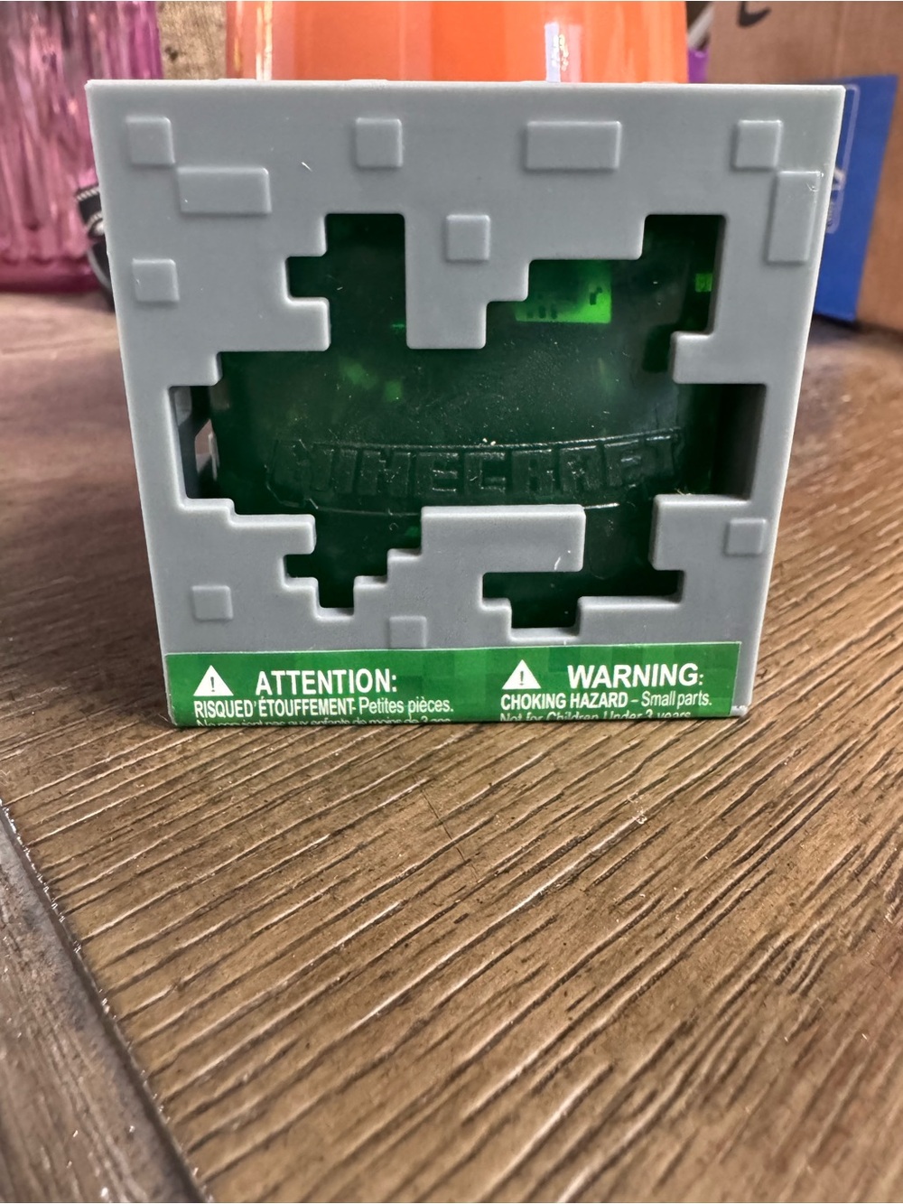 Minecraft green Glitter Cube squishy toy, new
